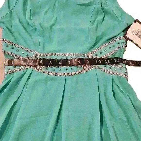 NWT Crystal Doll Juniors Embellished Fit & Flare Party Dress, Seafoam, Sz 11 $69 - Picture 5 of 10